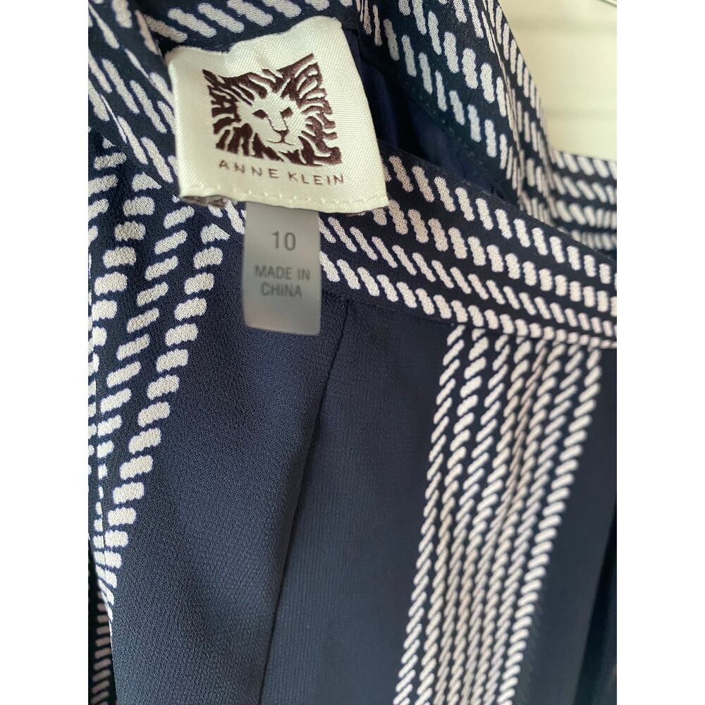 Anne Klein Black and White Vertically Striped Chiffon Lined Midi Skirt- Size 10 - Picture 6 of 8